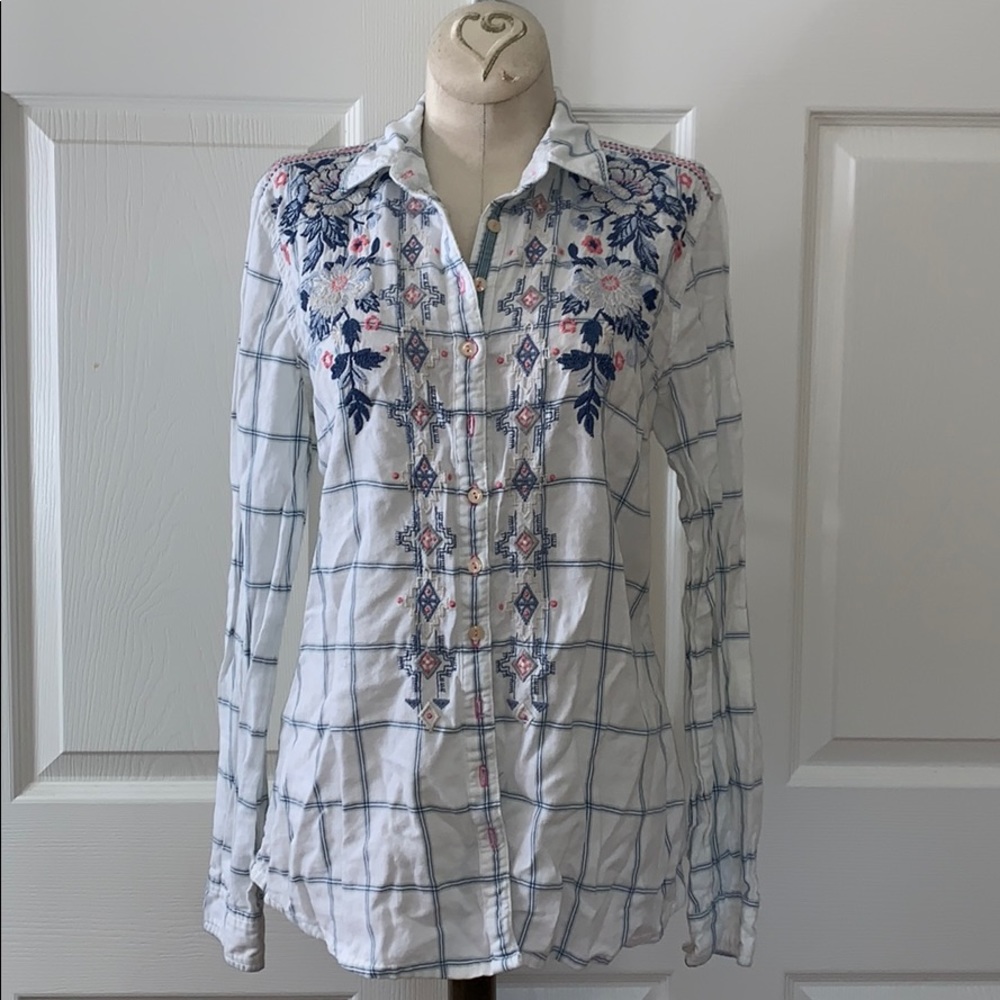Johnny Was JW 3J Workshop Embroidered Blouse S